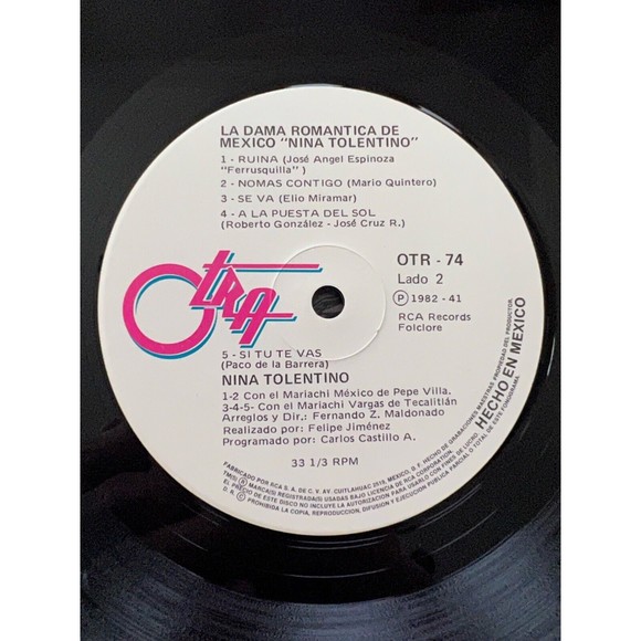 Nina Tolentino Ruina Una Historia Mas 1982 LP OTR-74 EX Dama Romantica De Mexico - Picture 8 of 8